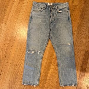 Agolde Riley Faded Blue Jeans